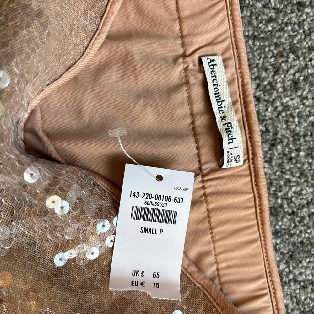 Abercrombie Champagne Tan Sequin Maxi Skirt NWT Rare Euro Exclusive Boho Luxe SP - Picture 6 of 15